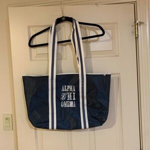 Alpha Chi Omega Blue/White Tote Bag